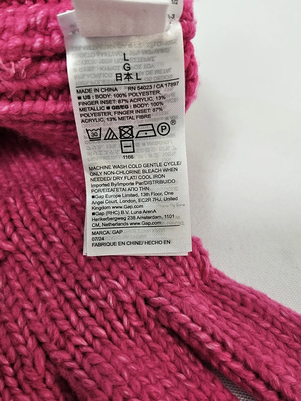 GAP Kids Cable Knit Smartphone Gloves in Hot Pink New